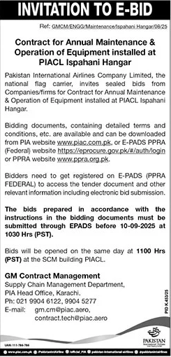 Pakistan International Airlines Karachi Tender Notice